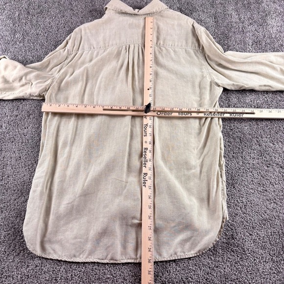 Sundance Catalog Linen Shirt Women XL Beige Button Up Lightweight Beach Made USA - Picture 5 of 6